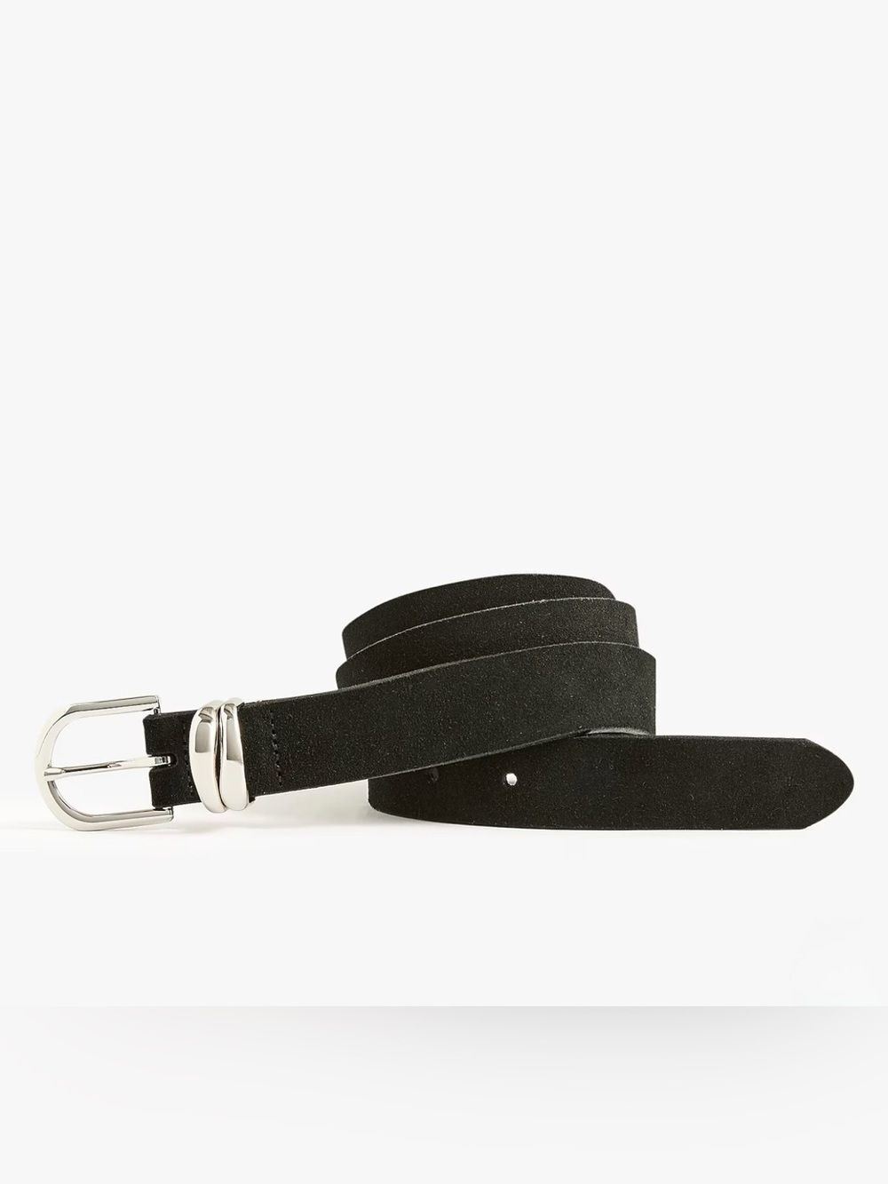 J.Crew L/XL Black Suede Leather Double Keeper Belt